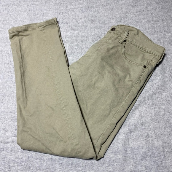 Levis 513 Jeans Mens Tag 34x32 Actual 34x31 Beige Khaki Slim Straight Stretch - Picture 1 of 13